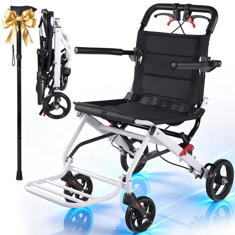 Lightweight Transport Wheelchair for Adults & Seniors, 19 lbs Foldable Travel Wheelchair with 18.1" Wide Seat