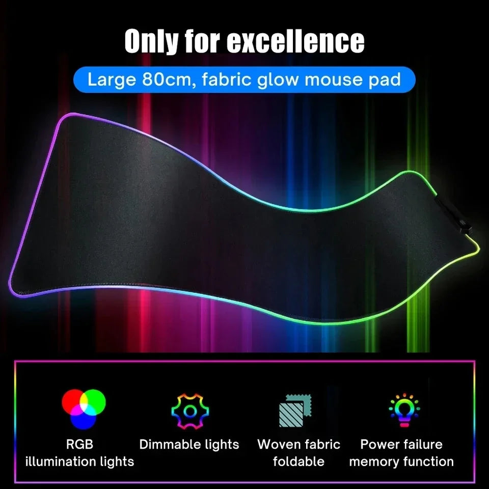 Arcane Jinx LOL Mouse Pad  RGB Keyboard Cover Colorful MousePad LED Light E-sports Mousepad Computer Gamer Glow Long Desk Mat