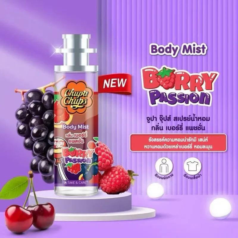 Chupa Chups Body Mist 100ml Refreshing Fruity Fragrance Long-lasting Sweet Scent Melon Apple Grape Berry Flavors Women Perfume