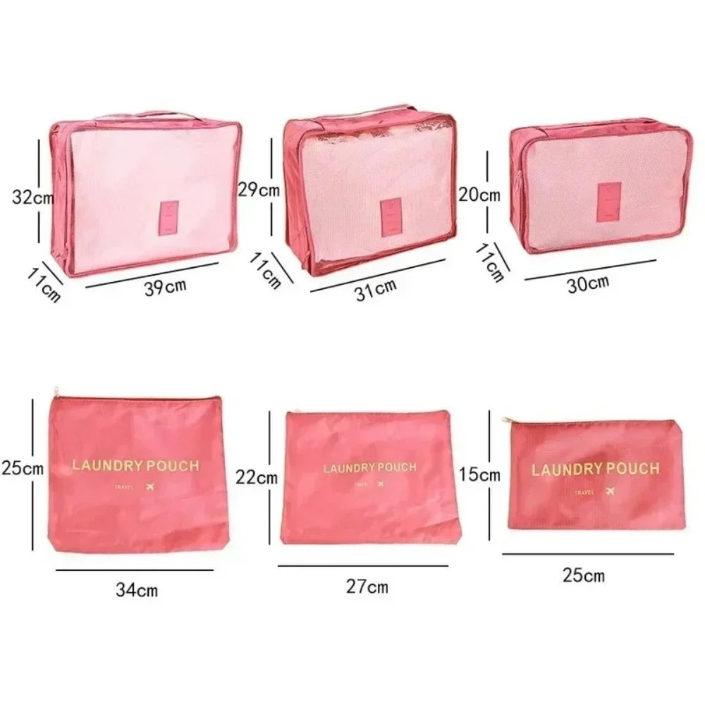 Protable Large Capacity Waterproof Luggage Clothing Underwear Storage Bag 6 Pcs/Set Travel Storage Bag Travel Bag With Zipper