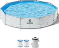 Joyfy Round Outdoor Above Ground Pool Set With Filter Pump