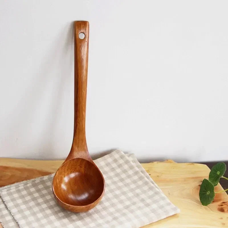 Wholesale Premium New Kemu Big Nanmu Spoons Ultra Practical for Home Cooking Long Handle Communal Congee & Soup Wooden Utensils
