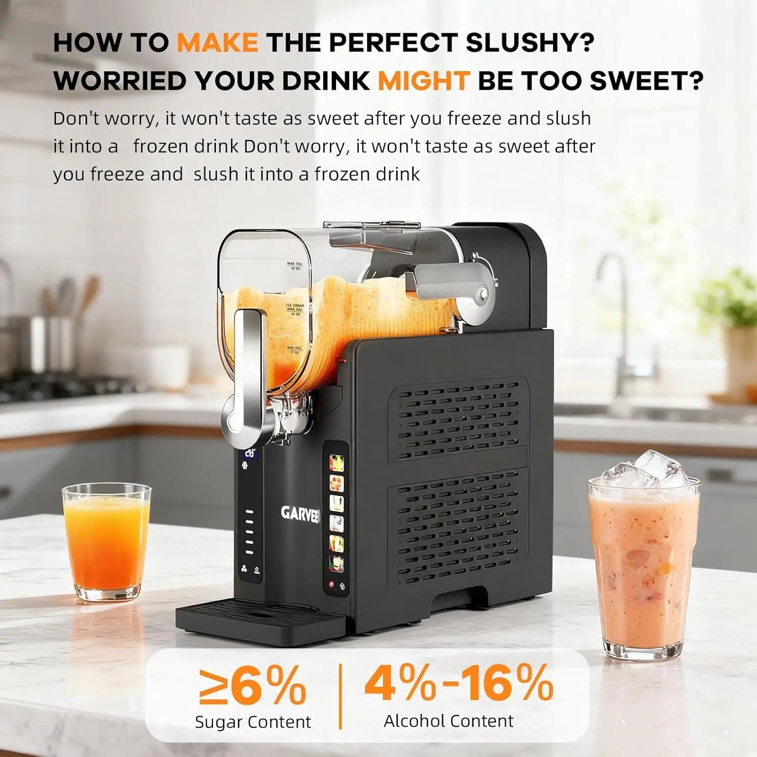 Slushie Machine for Home,No Ice Needed,Frozen Drink Maker with LED Display,6 Pre-Set Programs,for Margaritas,Smoothies,Ice Cream