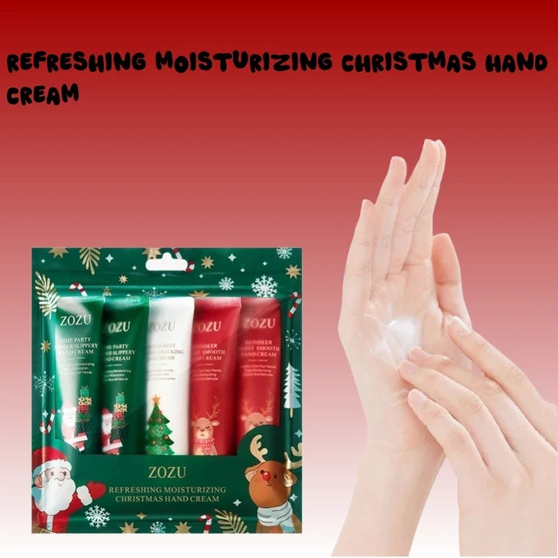 Christmas Gift Box 5-Piece Hand Cream Set, Creamy Texture, Moisturizing Travel-Sized Pack, Durable and Nourishing, Whitening and Smoothing, Women's Hand Care Gift