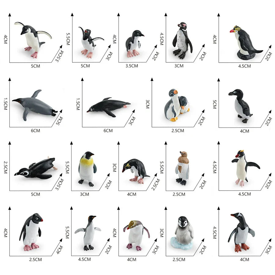 Realistic Mini Ocean Animal Figurines Plastic Marine Sea Creatures Whale Shark Dolphin Turtle Penguin Model Playset Gift for Kid