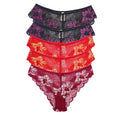 5pcs Lace Sexy Women Panties Mid Waist Perspective Floral Ladies Briefs Breathable Comfortable Female Underwear