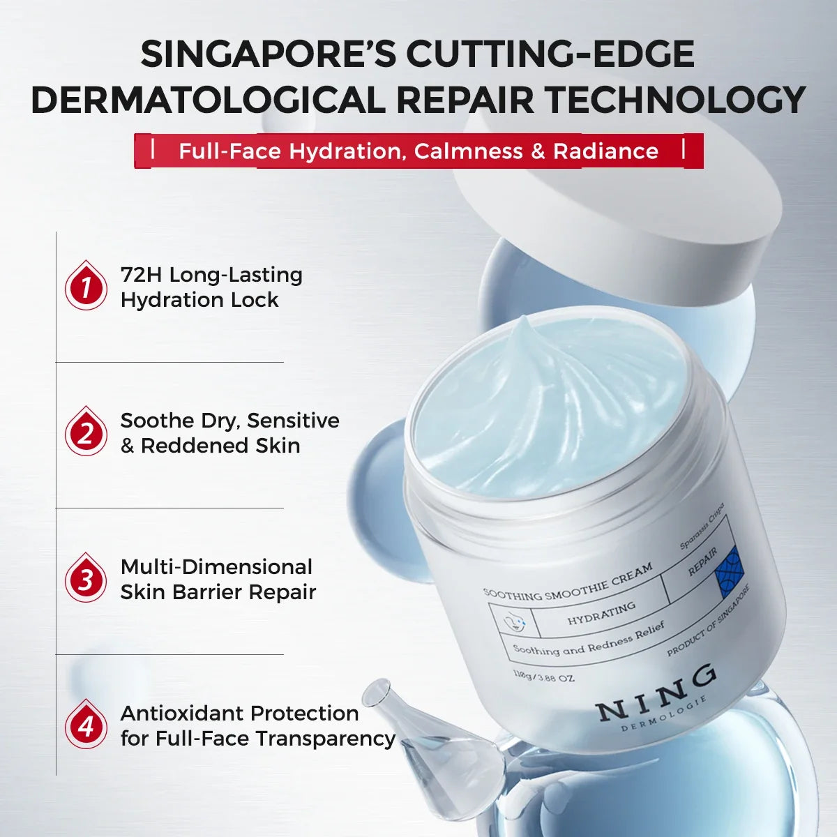 After-Sun Cooling Gel Cream – Soothing Hydration Moisturizer with Probiotics + Ceramide, Oil-Balancing Care