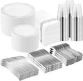 700 Disposable Plastic Dinnerware Set For 100 Guests Plates Cups Napkins Cutlery