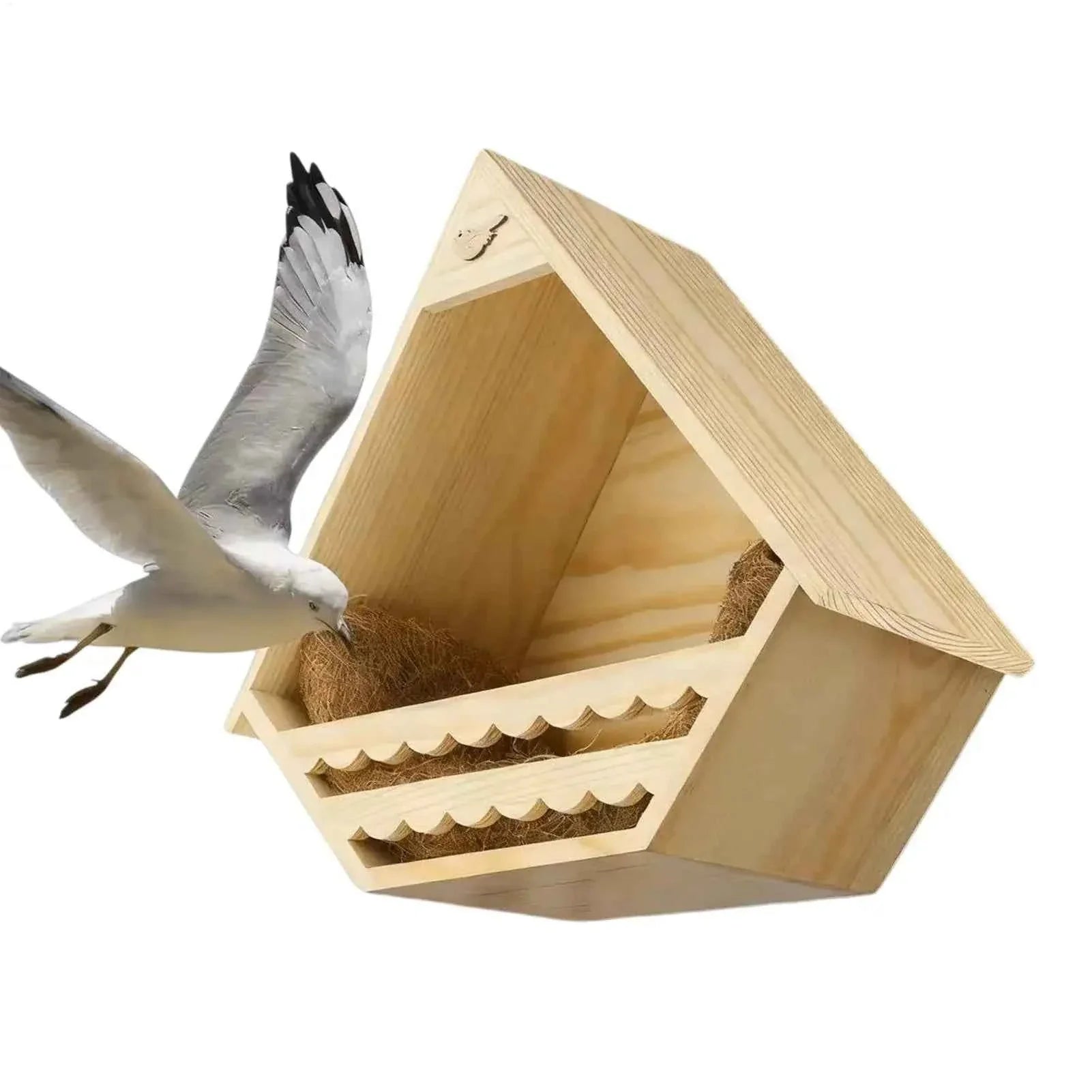 Bird House Wooden Finch Nesting Habitat Garden Wild Birds House for Sparrow Swallow Wren Chickadee Pigeon Outdoor Garden