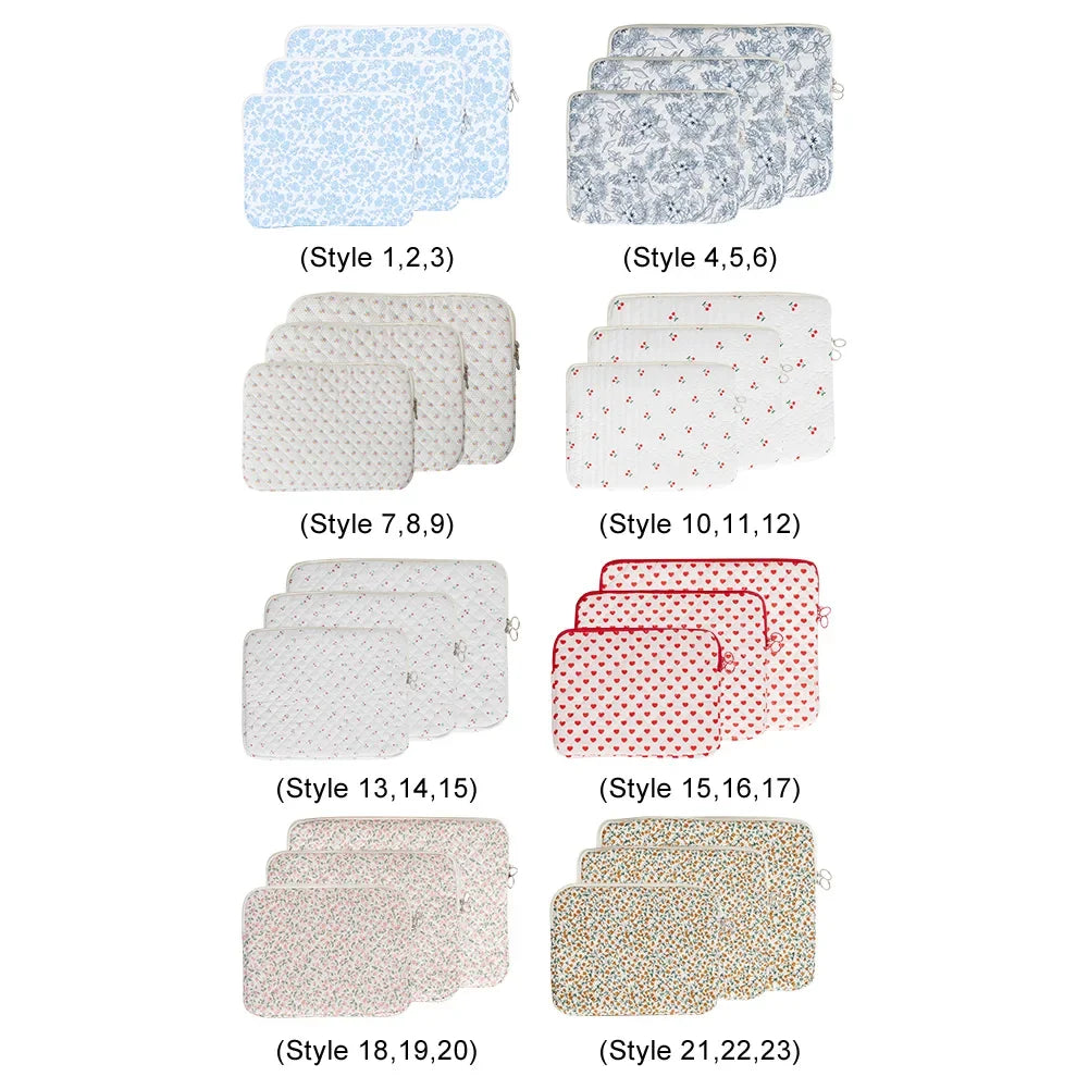 11/13/15 Inch Laptop Sleeve Quilted Laptop Bag Coquette Floral Laptop