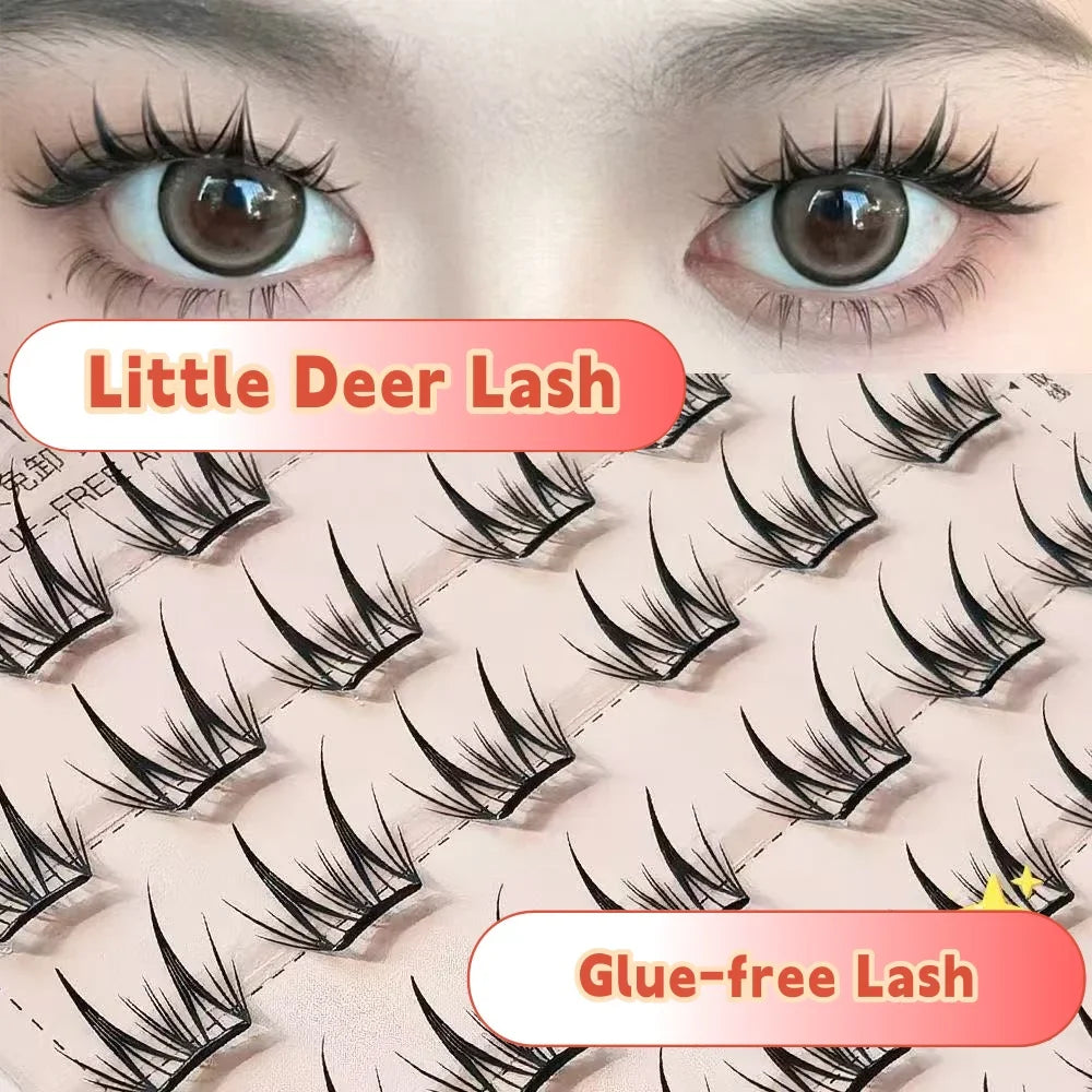 MJ Self Adhesive DIY Lashes No Glue Needed Reusable Bottom Lash Fluffy Cluster Eyelash Korean DIY Manga Lash Extension At Home
