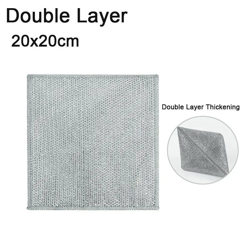 Rags for Kitchen Scrubber Wire Dishcloth Thickened Double-sided Metal Steel Cleaning Towel Pot Dish Washing Cloths Scouring Pads