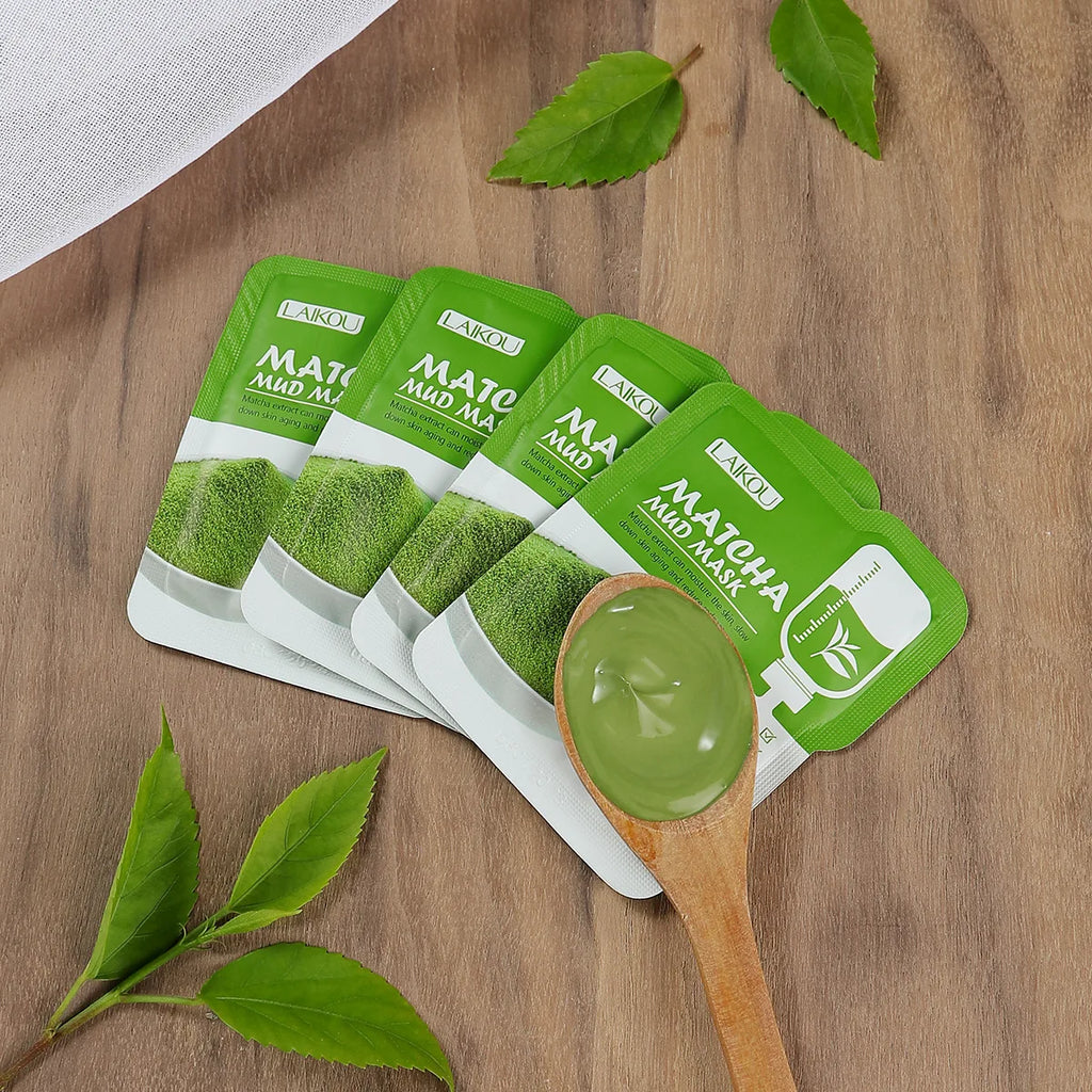 LAIKOU 5pcs Mud Mask Clay Mask Sakura Matcha Eggplant Tea Tree Mung Bean Oil-Control Deep Cleansing Repairing Facial Skin Care