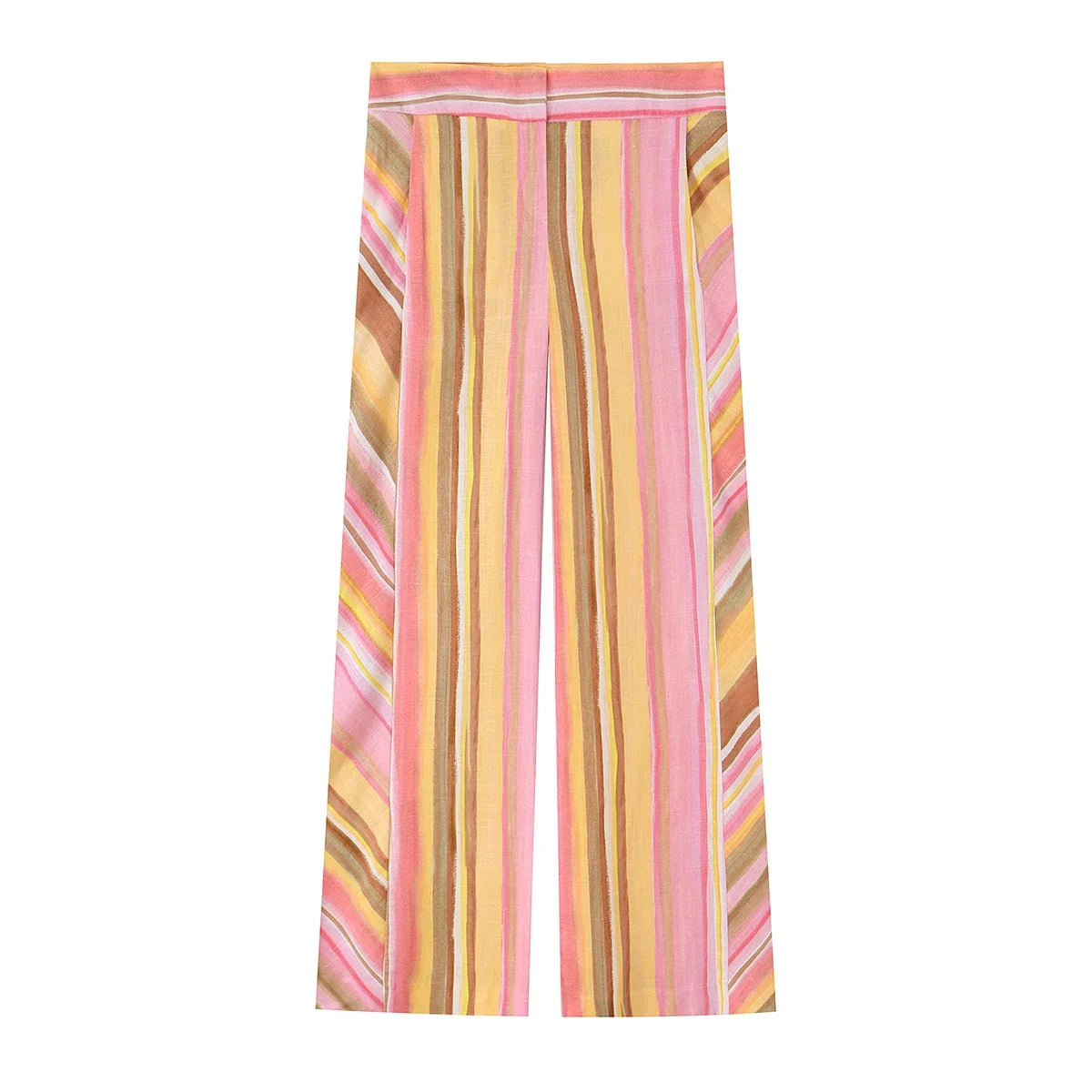 TFMLN New Women Pant Sweet Striped Straight Colorful Multicolor Wide Leg Long Pants Casual Fashion Streetwear Ladies Outfit