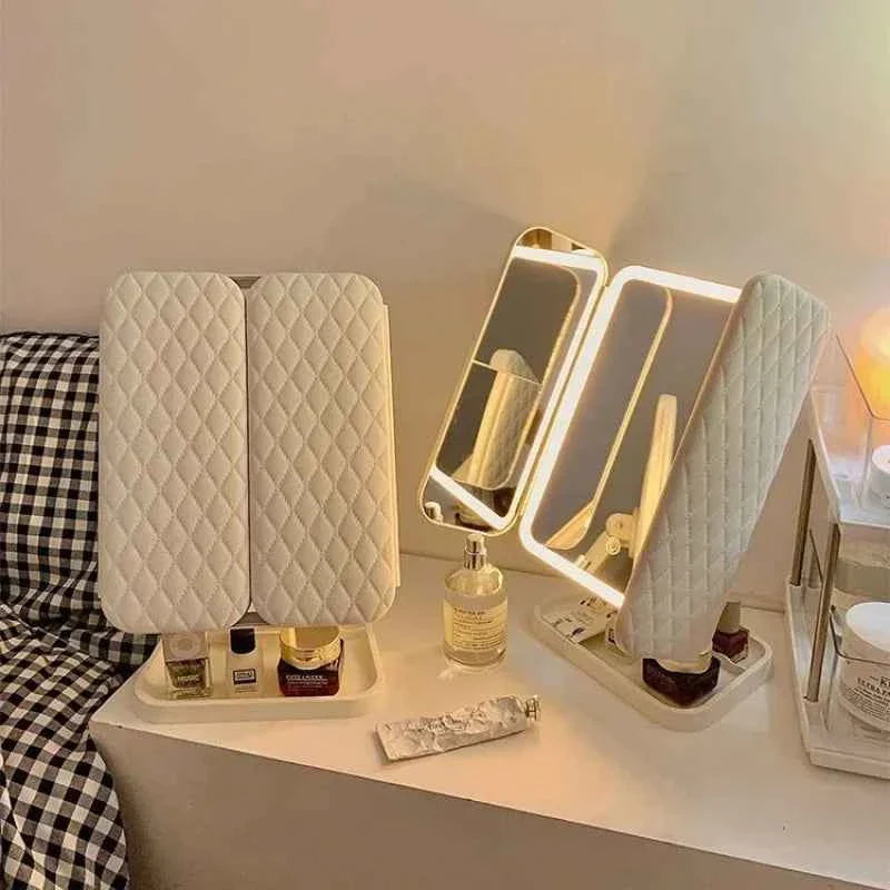 Trifold Makeup Mirror with LED Lights