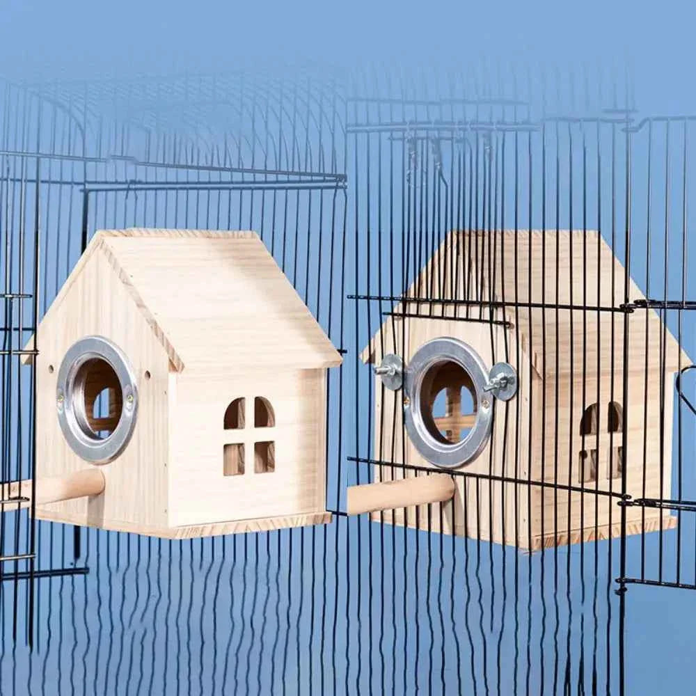 Practical Large Space Wood Bird House Rainproof Hanging Birds Breeding Box Sun Protection Bird Nest For Bird Cage