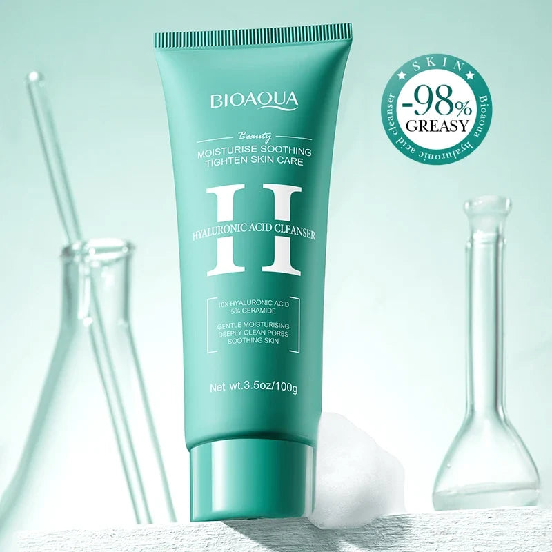BIOAQUA Hyaluronic Acid Facial Cleanser Moisturizing Face Wash Foam Anti-aging Face Cleanser Facial Skin Care Products