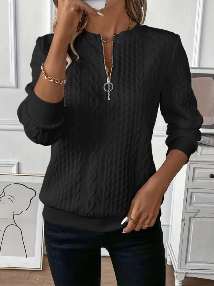 Women Fashion V Neck Long Sleeve Sweatshirt Autumn Winter Casual Loose Hoodie Solid Color Comfortable Pullovers Female 2025