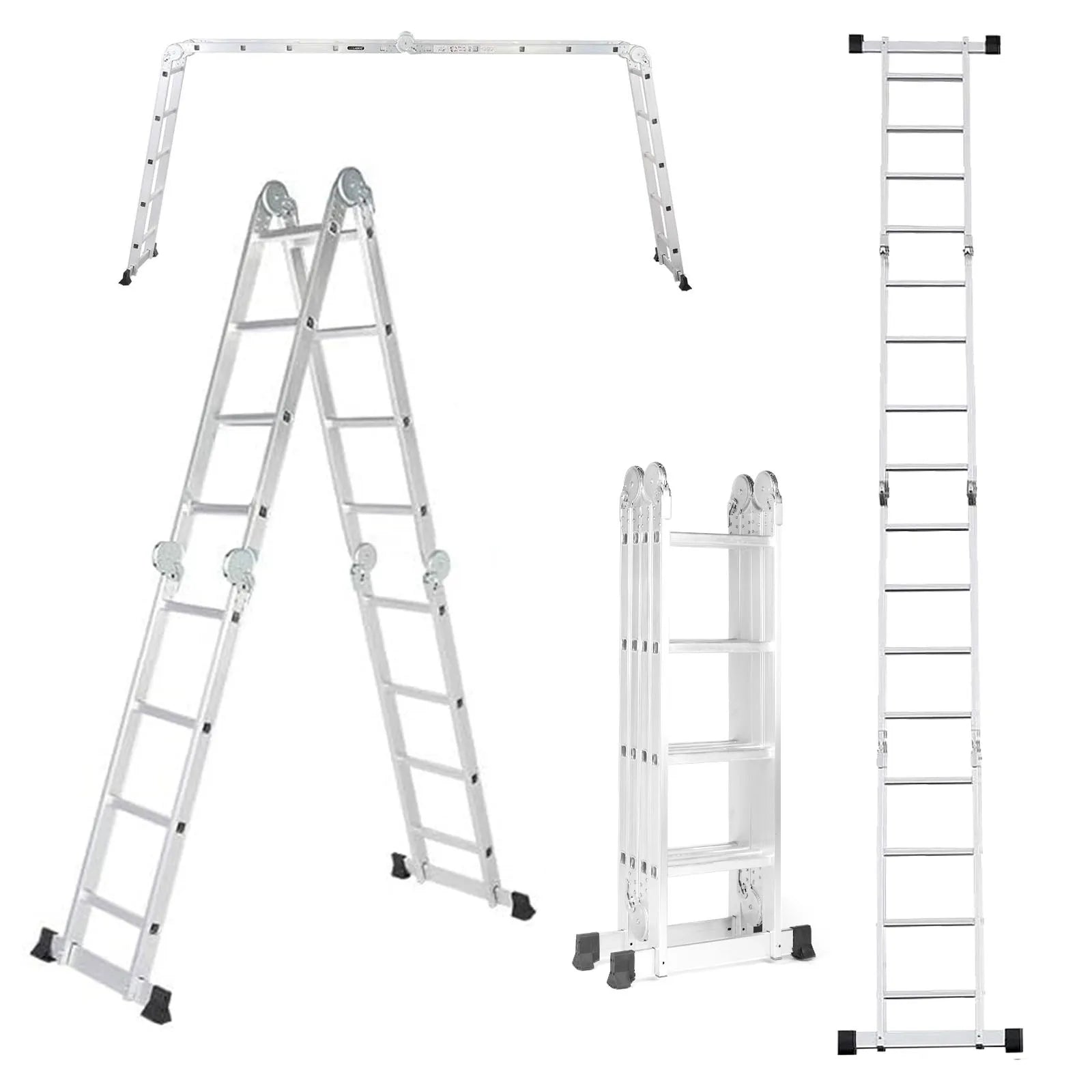 Multi-Position Aluminum Folding Ladder, 18.5 inch, Adjustable Height, Heavy Duty