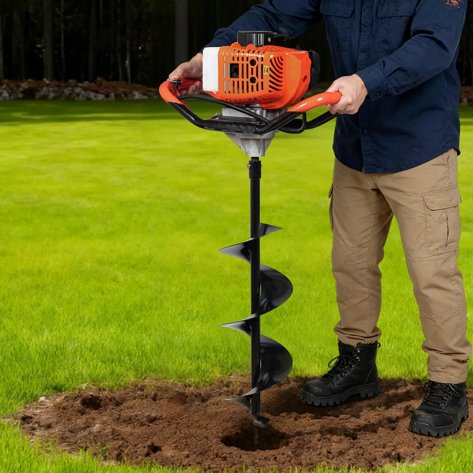 Gas Powered Post Hole Digger With Carbon Steel Bits