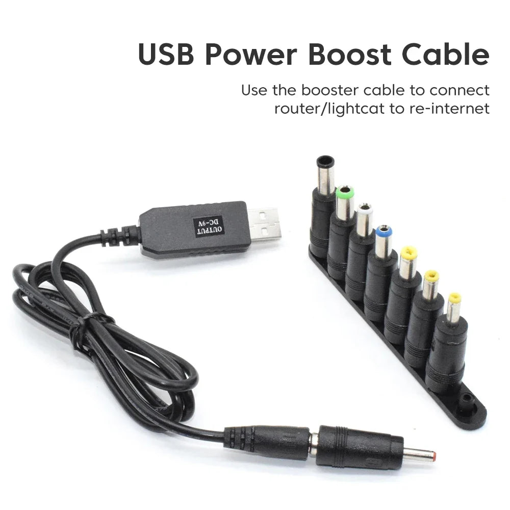 Elough WiFi to Power bank Cable Connector USB DC 5V to 12V Cable Boost Converter Step-up Cord For Wifi Router Modem Fan Speaker
