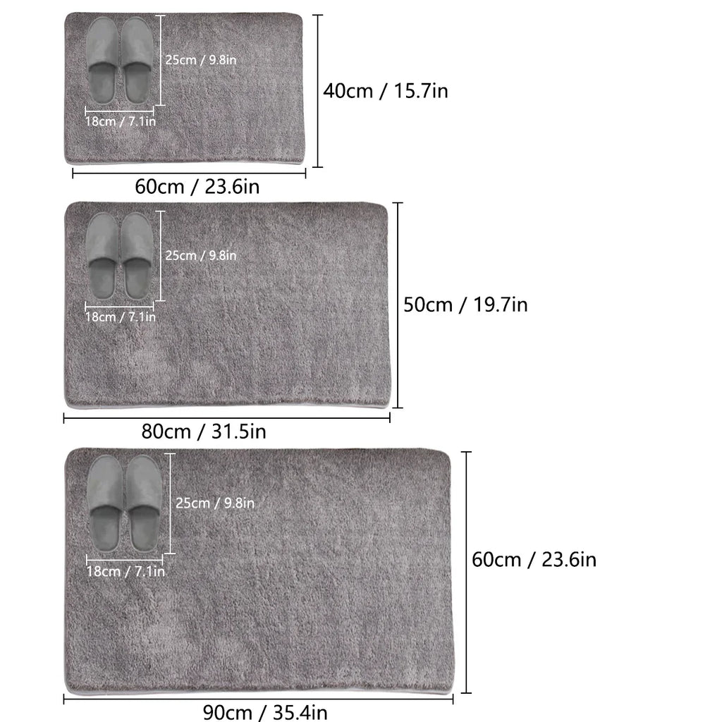 Thickened solid color bathroom non-slip floor mat shower room door absorbent foot mat square long hair toilet mat