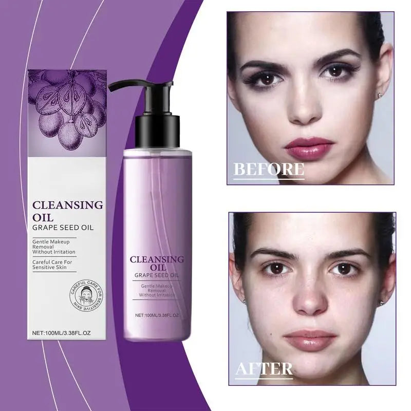 Facial Cleansing Oil Non-Greasy Facial Cleanser Moisturizing Grape Oil Makeup Remover Mild Non-irritating face Cleansing oil