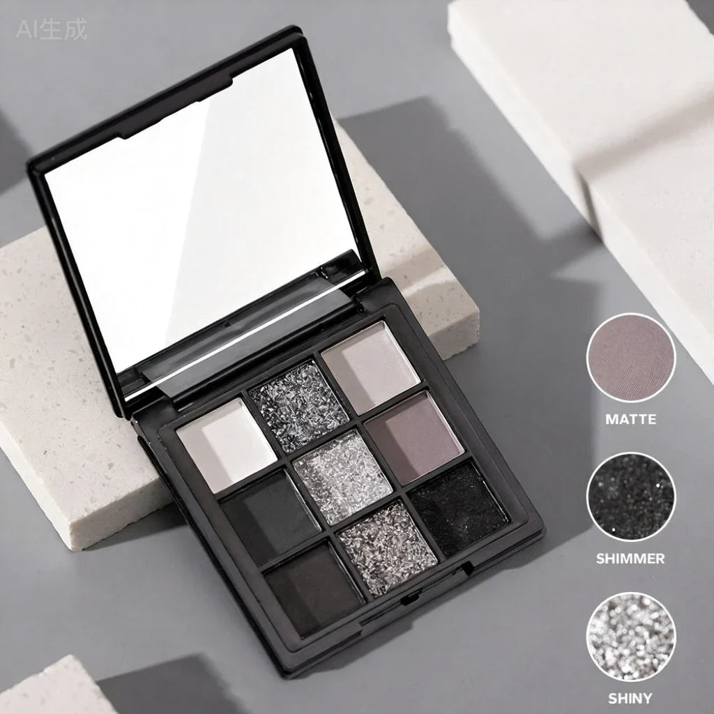 A 9-color smoky eyeshadow palette, long-lasting, waterproof, and easy to apply, perfect for creating a smoky punk makeup look.