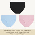 3Pcs Women Cotton Lingerie Sexy Soft Fashion Panties Femme Buckle Design Underwear Pantys Underpant Lingerie Lace Intimates S-XL