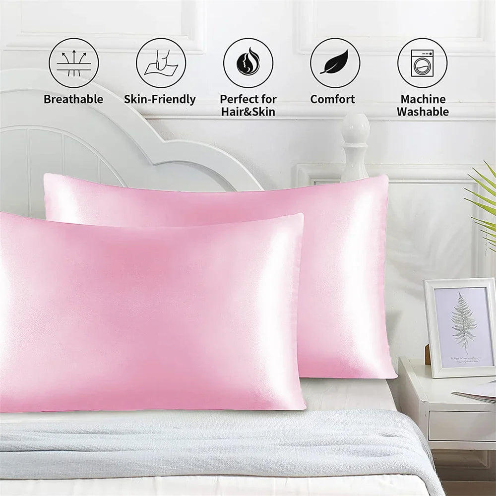 1pc Satin Pillowcase for Skin and Hair, Satin Pillow Cases Set of 1 Soft Breathable Smooth Cooling Pillow Covers for Sleeping