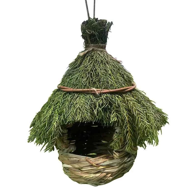 Unique Birdhouse Comfortable Birdhouse Hand-woven Natural Grass Hummingbird House For Garden Outdoor Decoration Window Hideaway