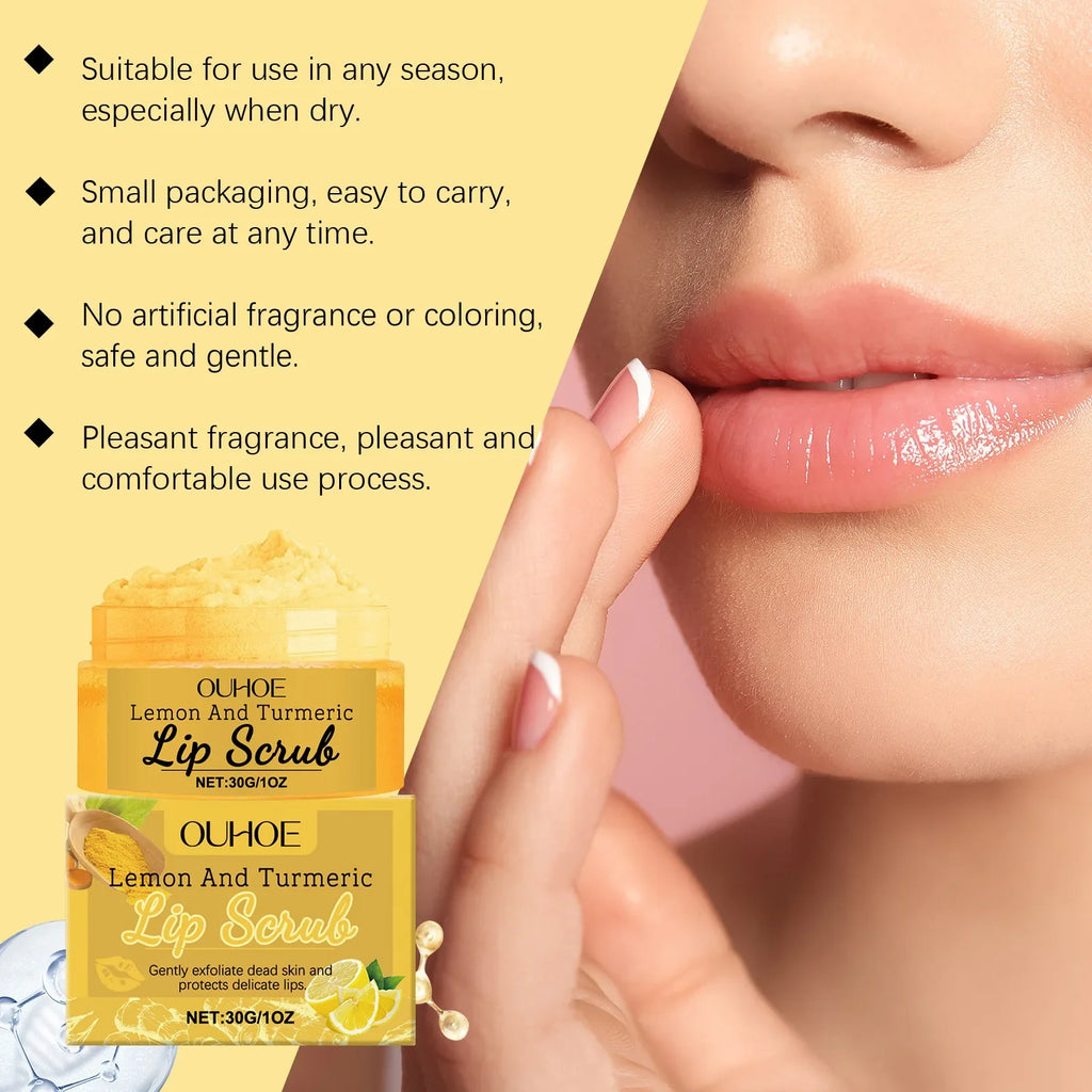 Turmeric Lemon Lip Scrub Exfoliating Remove Dead Skin Reduce Fine Lines Prevent Dry Nourishing Hydrating Anti Cracked Lip Scrub