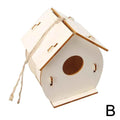 Wooden DIY Bird Nest House Outdoor Hanging Birdhouse Box With Hemp Rope for Painting DIY Outdoor Garden Yard Decoration