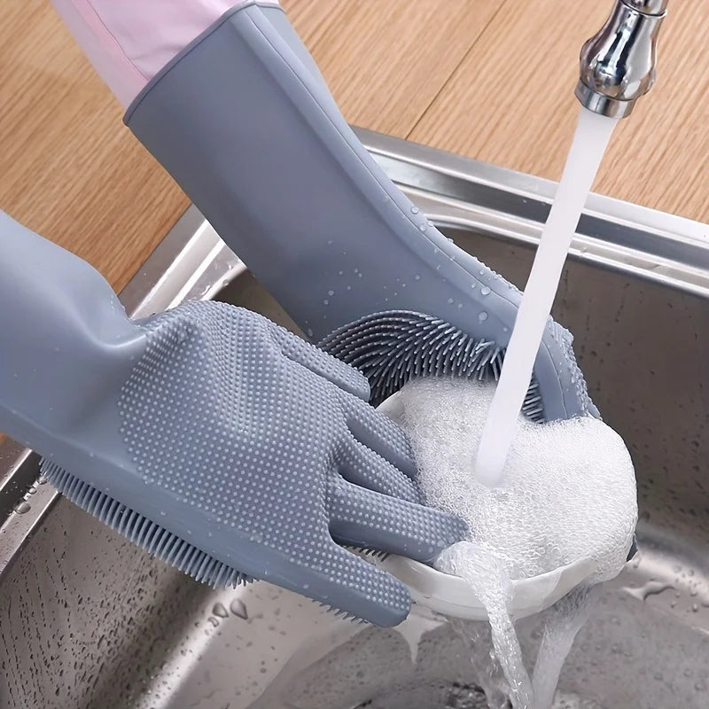 1 Pair Silicone Dishwashing Gloves Multifunctional Household Gloves