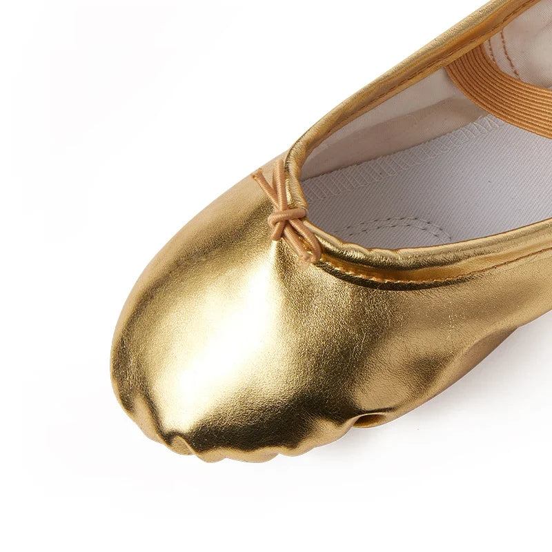 Men's And Women's Ballet Gold Silver PU Material Lace-up Soft Soled Dancing Shoes