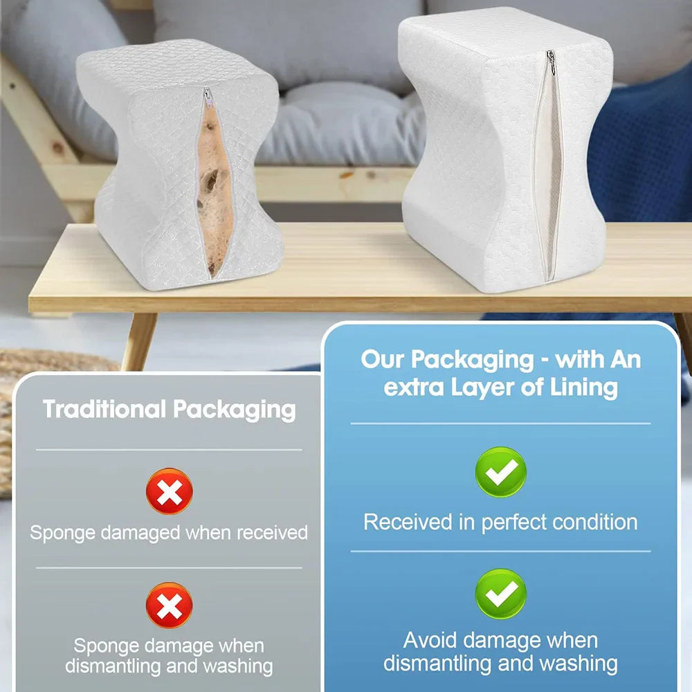 Leg pillow,side pillow,Memory foam knee pillow with side sleeping belt,Leg knee pillow with removable and washable cover