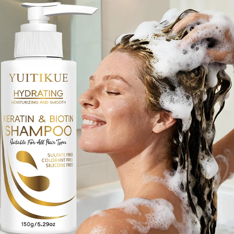 YUITIKUE Keratin & Biotin Hydrating Shampoo | Natural Gentle Formula, Daily Hair Care 150g