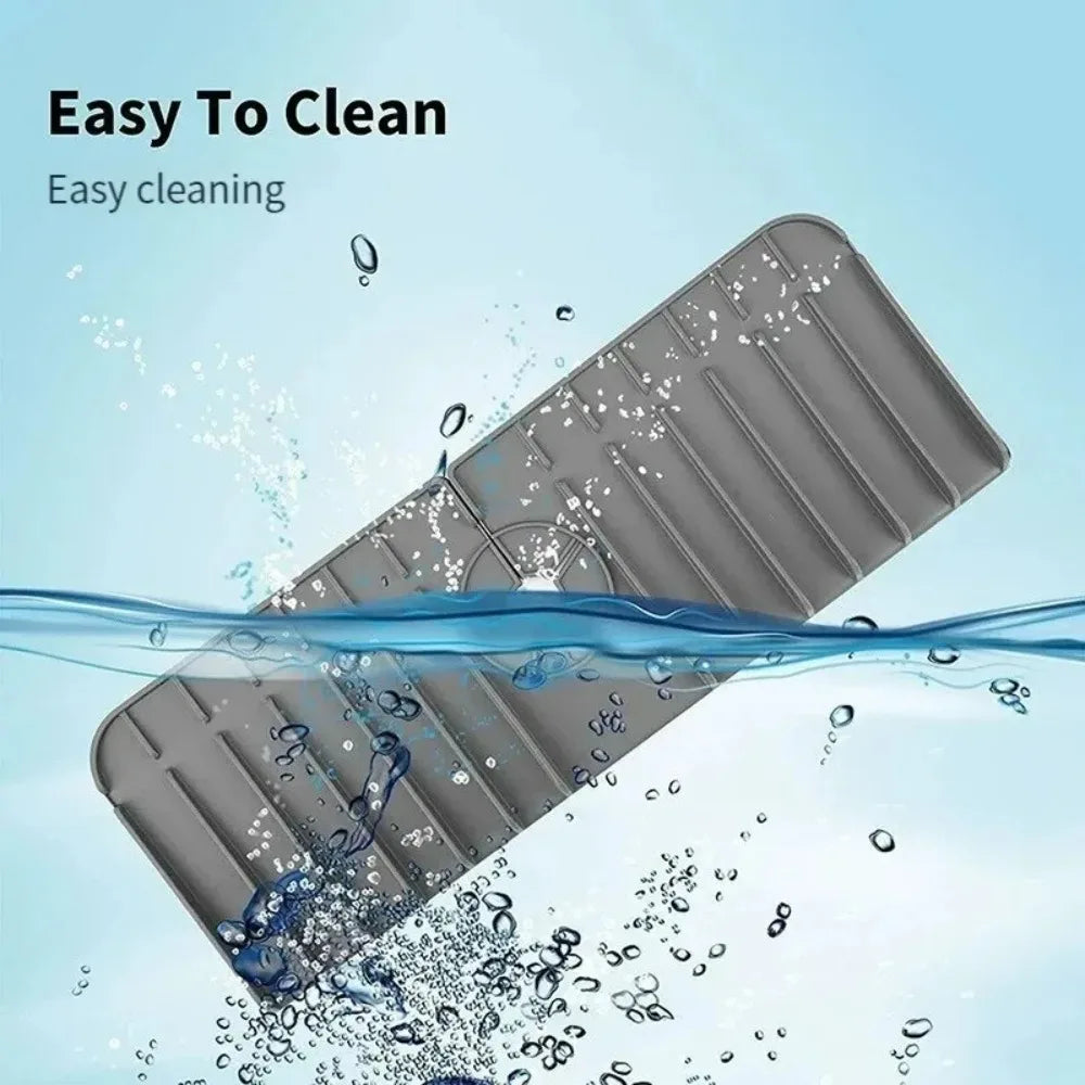 Silicone Faucet Mat Dish Soap Sponge Holder Sink Kitchen Countertop Drying Mat Bathroom Kitchen Sink Splash Guard Drain Pad