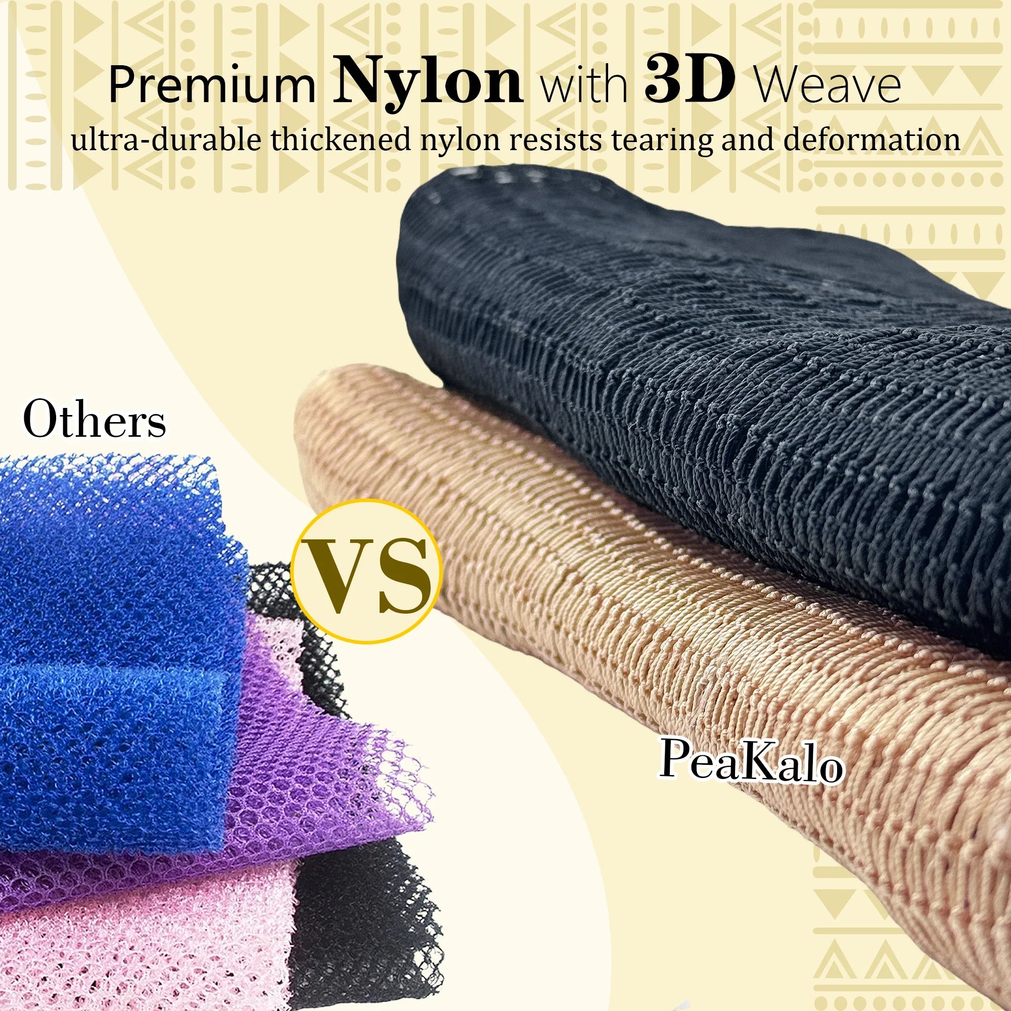 PeaKalo Authentic African Net Sponge-2Pcs Exfoliating Bath Shower Loofah Sponge, Gentle Back Scrubber for All Skin Types,Durable