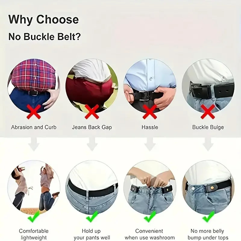Traceless Invisible Elastic Belt Women's Belt Jeans Pants Men's Elastic Belt