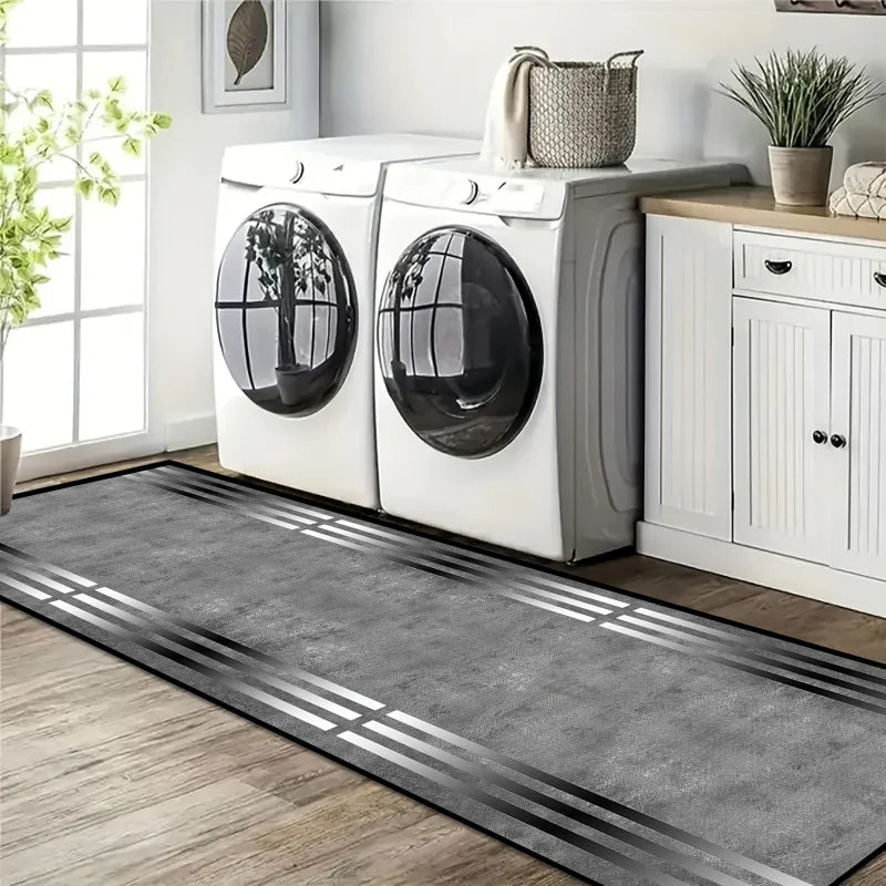 VIKAMA Black Gold Marble Vein Runner Rug Non Slip Washable Long Floor Mat for Hallway Entryway Modern Luxury Home Decor