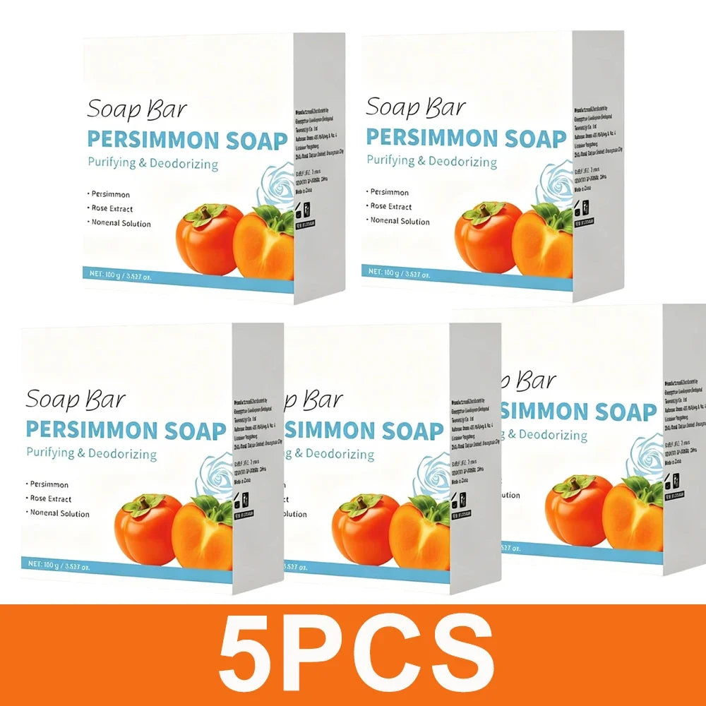 Persimmon Soap Bar Japanese Persimmon & Green Tea Extract For Men and Women Gentle on All Skin Types Deodorizing Soap Rose Scent