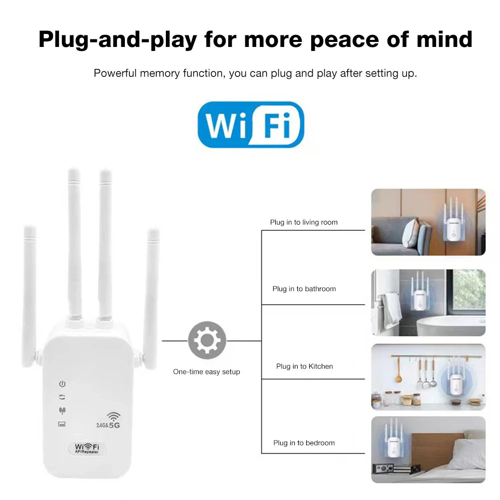 VKTECH 1200Mbps Wireless WiFi Repeater Dual Band Extender