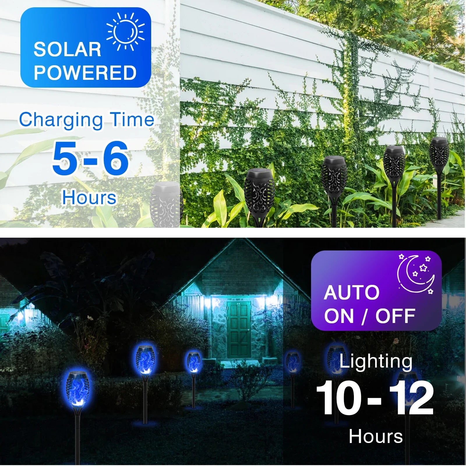 Solar Torch Lights Outdoor Flickering Flame Waterproof Garden Decor