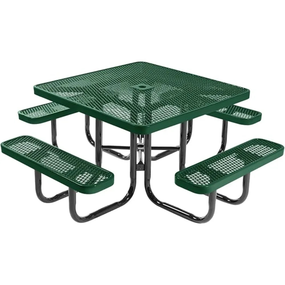 Heavy-Duty Portable Outdoor Picnic Table With Umbrella Hole