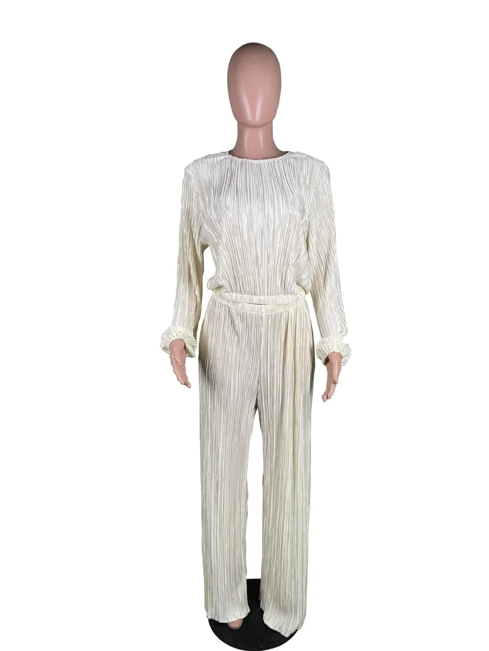 High Elasticity Two Piece Set for Women Long Sleeve O neck Tops Women's Tracksuit Female Casuals Home Loose Wide Leg Pant Sets