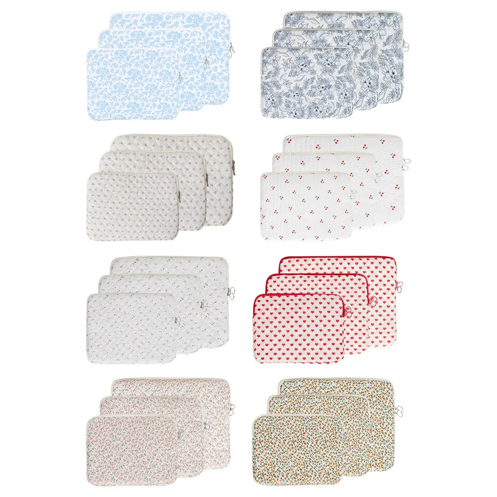 11/13/15 Inch Laptop Sleeve Quilted Laptop Bag Coquette Floral Laptop