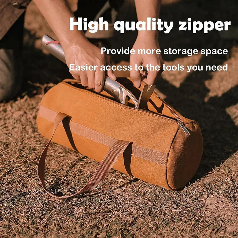 Camping Tools Storage Bag Large Capacity Cylinder Tent Stake Bag Lightweight Tent Peg Ground Nail Holder Bag for Outdoor Camping
