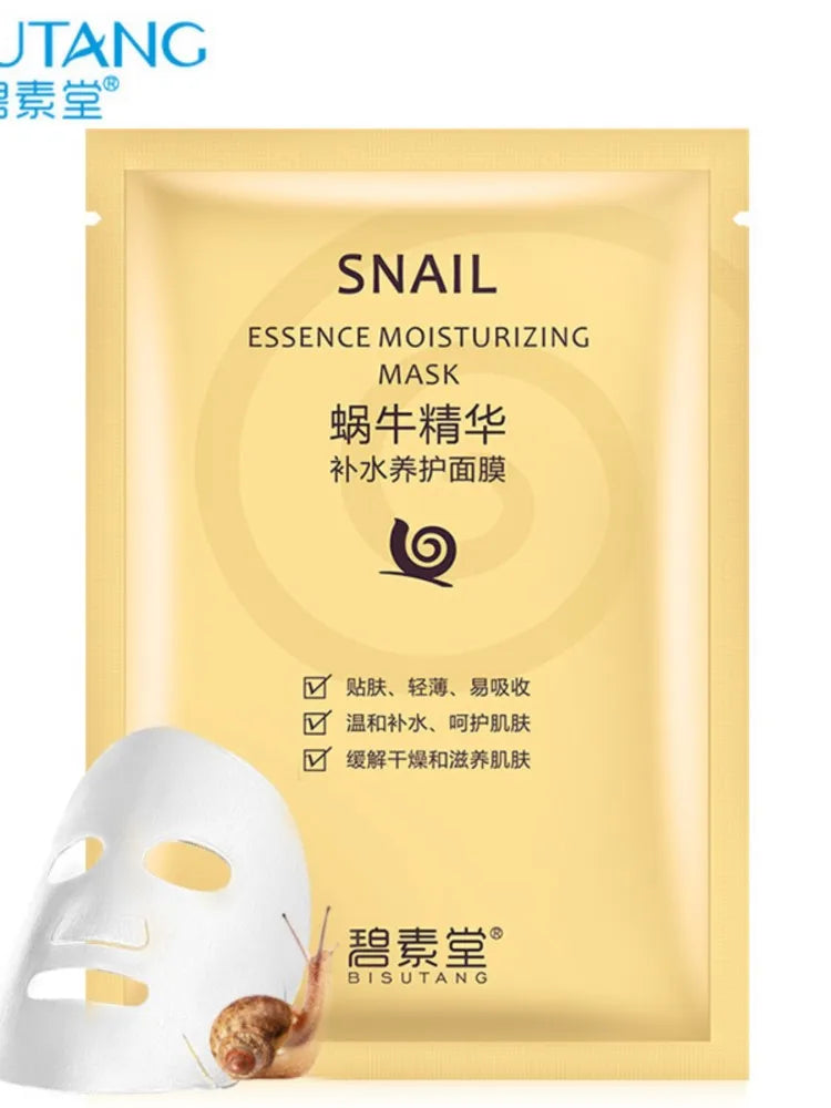 10pcs Snail Anti-aging Face Mask Moisturizing Whitening Anti Wrinkles Hydrating Facial Masks Sheet Masks Skin Care Products