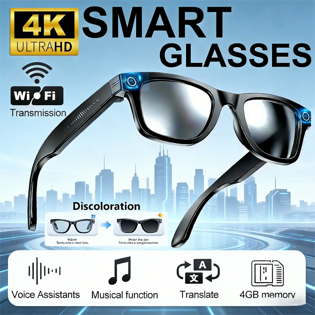 Giinova AI Smart Video Glasses With 8MP Camera 4K Recording